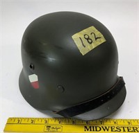 Green German metal helmet