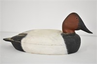 WOOD DUCK DECOY WITH GLASS EYES - 12" LONG X 6" W