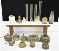 MINIATURE OIL LAMPS & CHIMNEYS