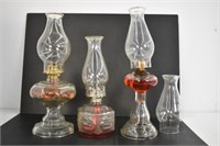 3 OIL LAMPS - TALLEST IS 18"