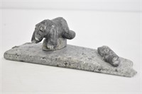 SOAPSTONE CARVING WITH BEAR AND SEAL