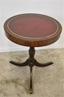 DRUM TABLE WITH LEATHER TOP - 26.5" HIGH X 24" DIA