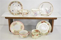 4 CUPS & SAUCERS - GERMAN, ENGLISH - ALL RING
