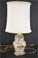 GINGER JAR LAMP WITH SHELLS - WORKS - 15.5" TALL