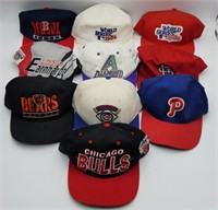 (10) Vintage Sports Snapback Hats Chicago Bulls