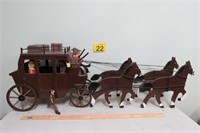 Nice Hand Crafted Wood Stage Coach w/ Team 4'L