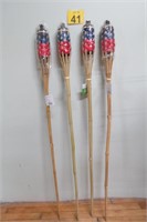 Set Of 4 Bamboo Torches - New