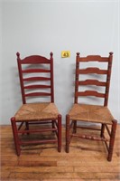 Pair Of Vintage Ladder Back Chairs