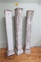 3 Vintage Wood Columns / Posts 59" & 61"