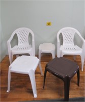 Pair Of Lawn Chairs & 3 Tables