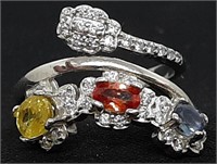 Natural Multi-sapphire & White Topaz Ring