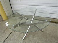Glass & Metal Round Coffee Table 19" T x 40" Dia