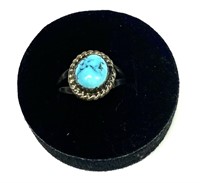 Sterling silver vintage turquoise ring, size 5.5