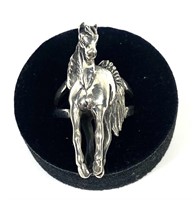 Sterling silver figural horse ring, size 9