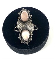 Sterling silver vintage two-stone mother of pearl