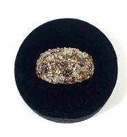 Sterling silver gold wash chocolate and white CZ