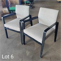 Bernhardt Chairs, Wood Frame & Grey Fabric