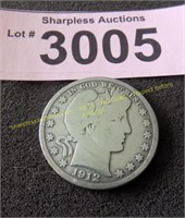 1912 D Barber silver half dollar
