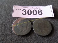 Two mid-1800 large cents
