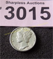 Uncirculated 1945 D Mercury silver dime