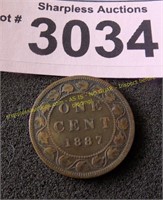 1887 one cent coin