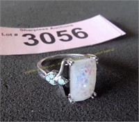 Lab created fire opal lady’s ring