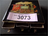 Vintage train on porcelain wood match holder