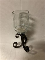Iron & glass candle holder