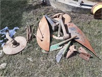 2 Plow Colters, 2 Moldboards, Plow Points, Etc