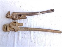 Two Large Pipe Wrenches Including One Rigid