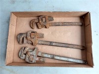 3 Vintage Pipe Wrenches, See Pictures For