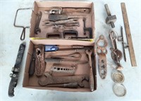 Vintage Tool Lot To Include A Scribe, C-clamps,