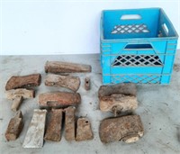 Milk Crate Containing Several Vintage Axe Heads,