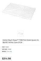 Case of 24 Cotton Bay Queen White Flat Sheets