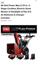 Toro 60V Flex Force e24 Battery Snowblower