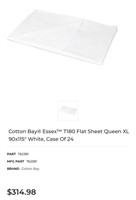 Case of 24 Cotton Bay Queen White Flat Sheets