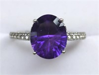Sterling Silver Purple Amethyst Filigree Ring