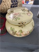 Metal Basket and Wooden Purse