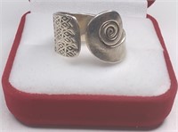 Sterling Wide Band Engraved Wrap Ring