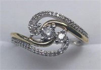 Sterling White Sapphire Gold Tone Ring