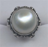 Sterling Pearl & Garnet  Ring