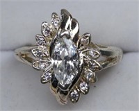Sterling White Sapphire Marquis Cut Ring