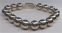 Heavy Mexico Sterling Silver Beaded Bracelet