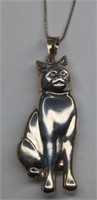 Sterling Cat Pendant Necklace