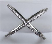 Sterling Diamonique "X" Design Ring
