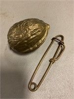Brass Nut cracker & lg safety pin