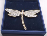 Swarovski White Crystal Dragonfly Pin