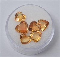 (6) Heart Shaped Golden Topaz Gemstones