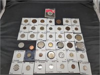 Collection of antique and vintage coins in holders