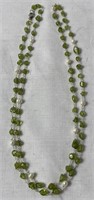 Peridot and pearl necklace with 925 clasp